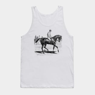 Racing Horse Black & White Vintage Illustration Tank Top